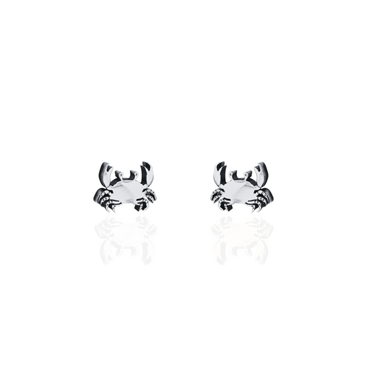 Crab Earring Studs Silver