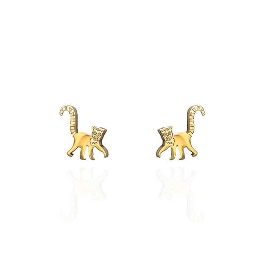 Lemur Earring Studs Gold