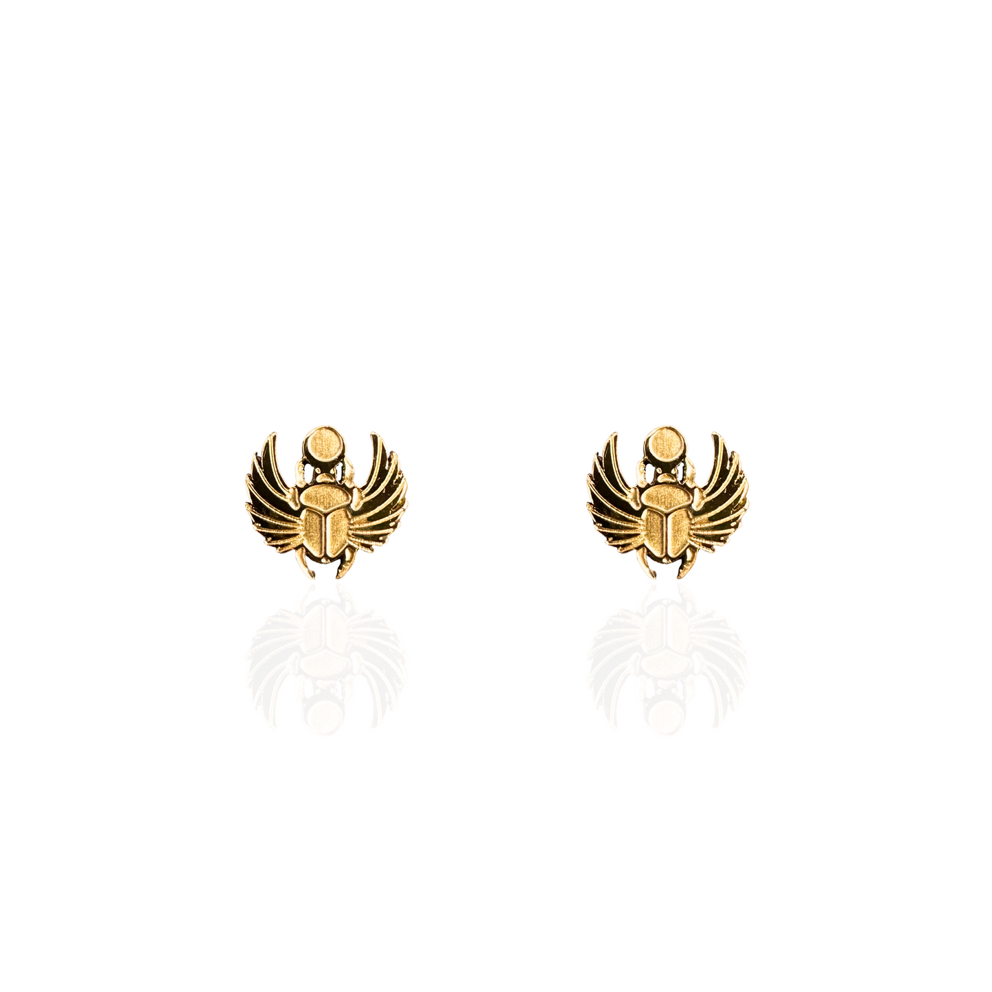 Khepri Scarab Beetle Stud Earrings Gold